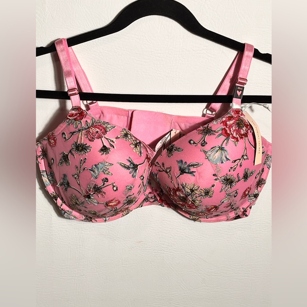 Victoria Secrets Dream Angel Push Up Floral Pink Bra 38DD NWT